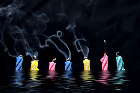 Several wax candles typically used for birthday celebrations.の写真素材