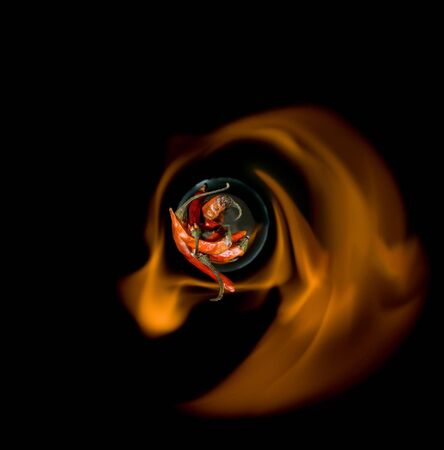 Flaming Red Hot Peppers - hot hot hotの写真素材