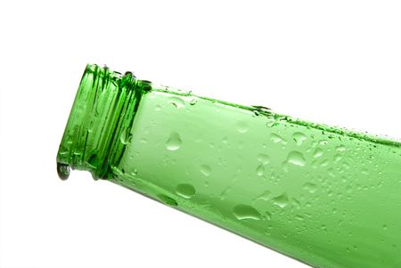 A drip on the end of a beer bottle