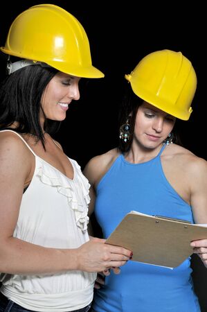 A couple of beautiful Female Construction Supervisorsの写真素材
