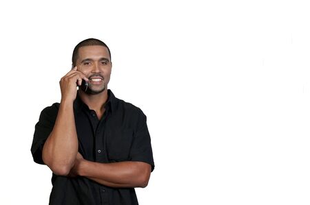 An African American man talking on the phone