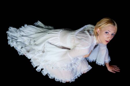 A beautiful young woman looking far awayの写真素材