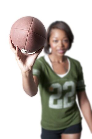 An American football ready for sports action.の写真素材