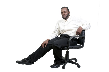 A young handsome black African American man with a lovely smileの写真素材