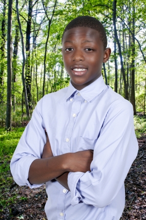 Handsome and young black African American stylish teenage boyの写真素材