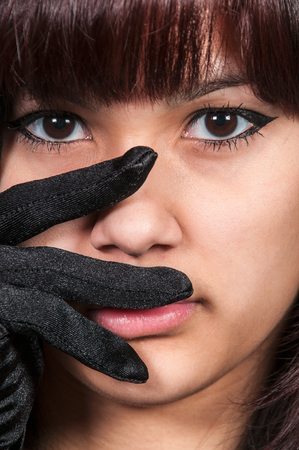 Beautiful young attractive woman modeling a poseの写真素材