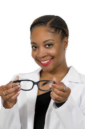 Beautiful woman with her stylish designer glasses