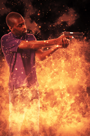 Police detective man on the job with a gun
