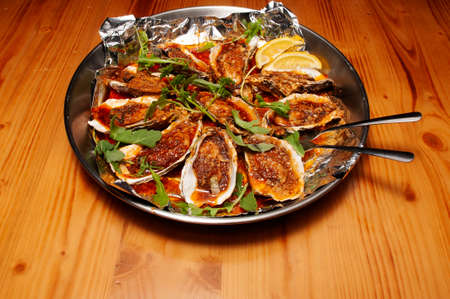 Traditional and authentic American cuisine known as steamed oystersの写真素材