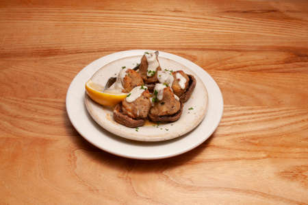 Delicious cuisine known best as stuffed mushroomsの写真素材