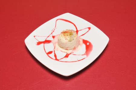 Delicious vanilla ice cream on a hot day.の写真素材