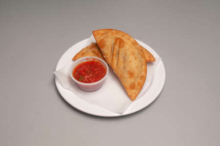 Traditional spanish mexican food vegetarian empanada meat pieの写真素材