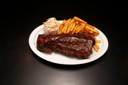 Delicious American cuisine known as barbeque ribsの写真素材