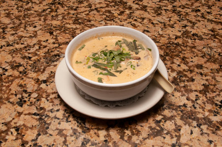 Authentic and nutritious culinary cuisine known as coconut soupの写真素材