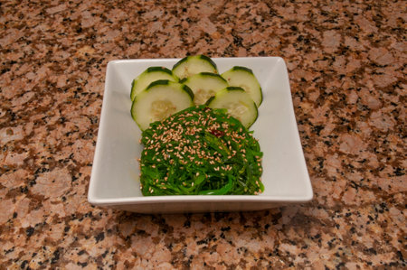 Delectable and savory dish known as seaweed saladの写真素材