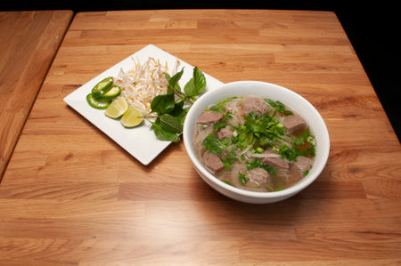 Delicious international dish known as chicken phoの写真素材