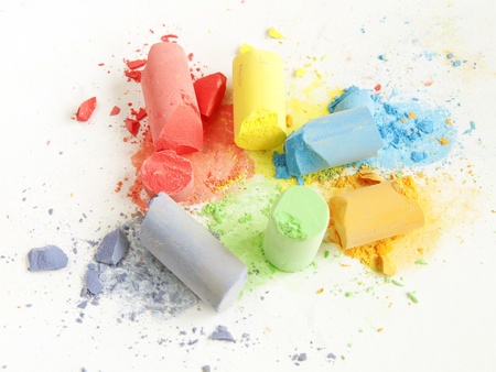 colored chalk painting on white background