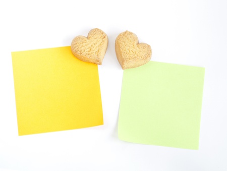 heart shaped cookies on white backgroundの写真素材