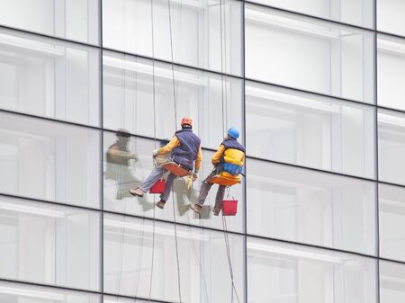 people working in clean crystals suspendedの写真素材