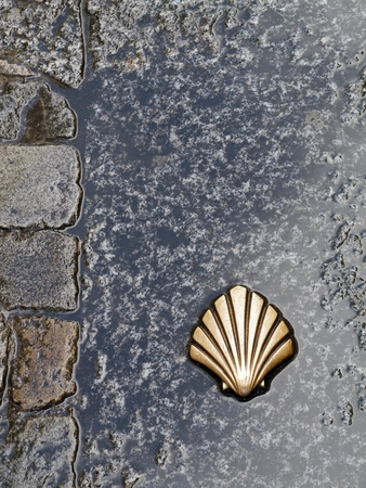 Symbol of the camino de santiago as it passes through burgos, Spain の写真素材