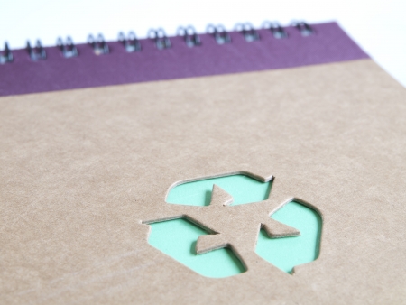 recycling symbol on cardboard bookの写真素材