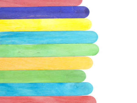 Wooden Rainbow Isolated Fence on White Backgroundの写真素材