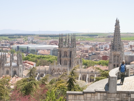 panoramic view of the city of burgos with the Gothic Cathedral world heritage site, Spain のeditorial素材