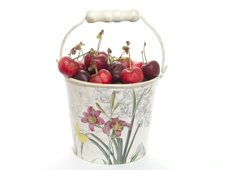 classic cube with cherry on white backgroundの写真素材