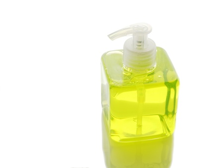 transparent bottle with soap dispenserの写真素材