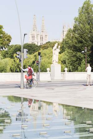 view of the city of burgos with the Gothic Cathedral world heritage site, Spain のeditorial素材
