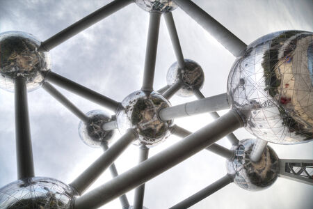 BRUSSELS, BELGIUM - September 20, 2014 - Atomium structure on September 20, 2014 in Brussels. Atomium is a 102m tall building, originally built for Expo '58のeditorial素材