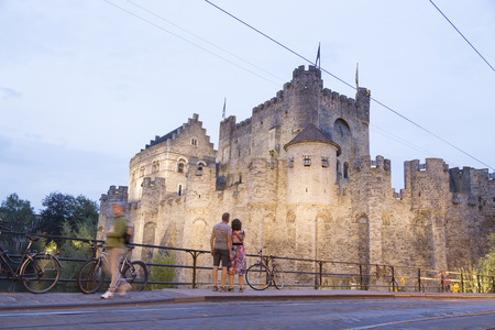 Old fortress in the ancient city of Ghent, Belgiumのeditorial素材