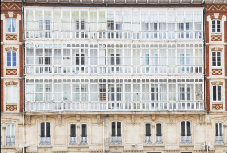 windows typical of the city of Burgos, Spainのeditorial素材