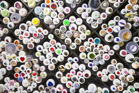 sewing buttons sampler with many colors and shapesの写真素材