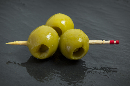 olives with toothpicks typical cover Spainの写真素材