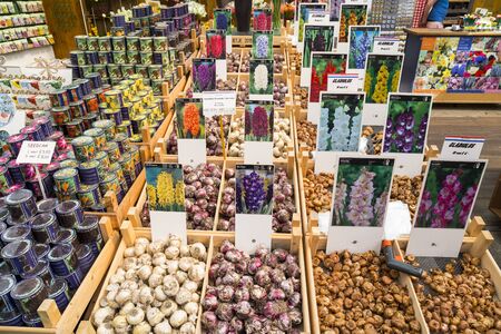Amsterdam, The Netherlands, JUNEl 13, 2016. Sale of seeds , plants and flowers in the flower market . Floating flower market is one of the city's attractionsのeditorial素材