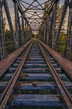 old railroad bridge to the infinityの写真素材