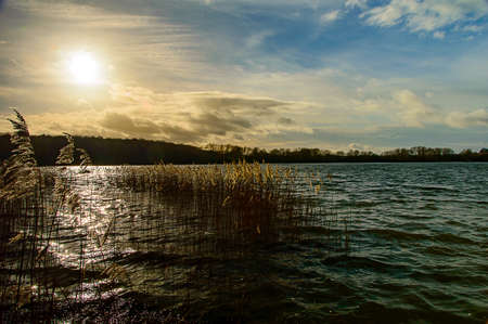Sunset on the lakeの写真素材