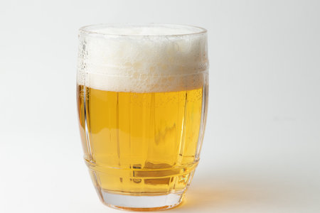 glass of beer isolated on white backgroundの写真素材