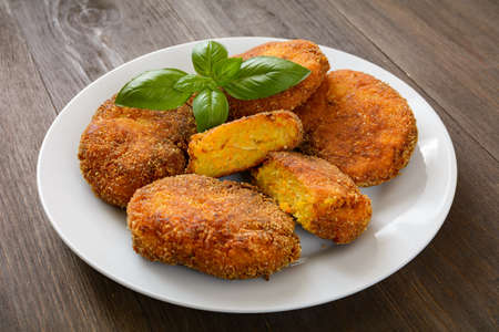 cutlets from carrots, potatoes and onionsの写真素材