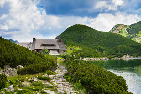 Tatry Mountains - a shelter in the Valley of the Five Polish Pondsの写真素材