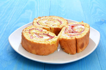 roulade with strawberriesの写真素材