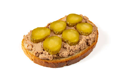 sandwich with pate and pickled cucumberの写真素材
