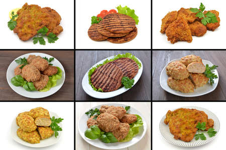 set of different cutletsの写真素材