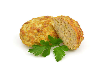 minced cutlets with rice and cabbage