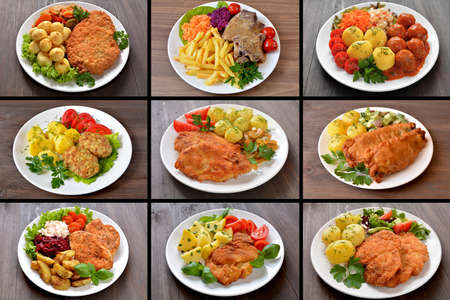 set of different lunchesの写真素材