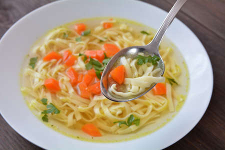 chicken noodle soupの写真素材