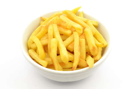 potato fries on a white backgroundの写真素材