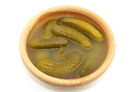 pickled cucumbers isolate on white backgroundの写真素材