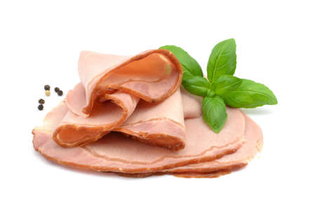 smoked pork in slicesの写真素材